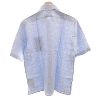 Hermes Dress Shirt Short Sleeve Linen Hemp 16 41 Blue — view 2