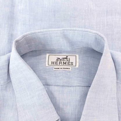Hermes Dress Shirt Short Sleeve Linen Hemp 16 41 Blue — view 5