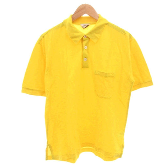 Hermes Polo Shirt Top Pique Embroidery Logo Short Sleeve Yellow