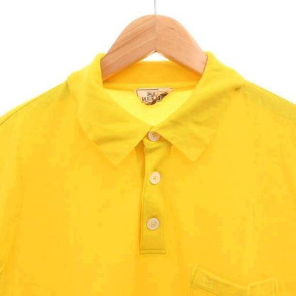 Hermes Polo Shirt Top Pique Embroidery Logo Short Sleeve Yellow — view 3