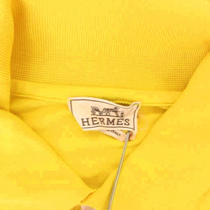Hermes Polo Shirt Top Pique Embroidery Logo Short Sleeve Yellow — view 5