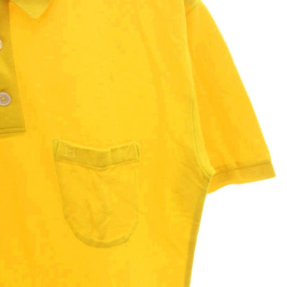 Hermes Polo Shirt Top Pique Embroidery Logo Short Sleeve Yellow — view 4
