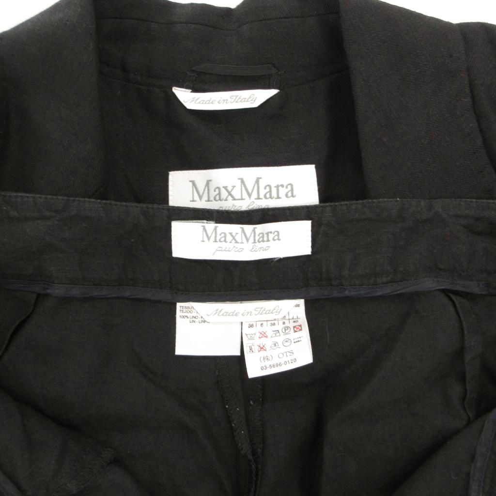 Max Mara Set Suit Jacket Pants Linen Single Easy 36 Black — view 8
