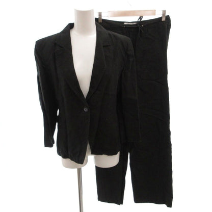 Max Mara Set Suit Jacket Pants Linen Single Easy 36 Black