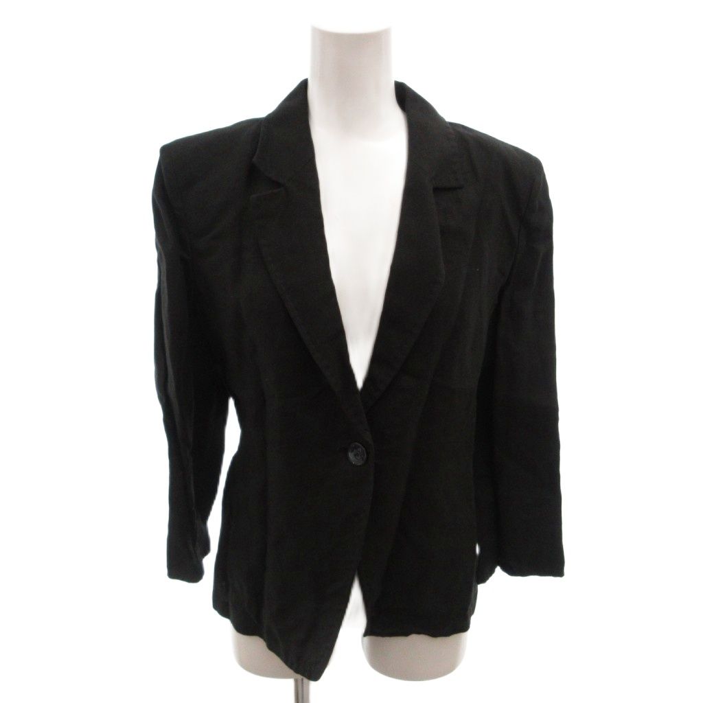 Max Mara Set Suit Jacket Pants Linen Single Easy 36 Black — view 2
