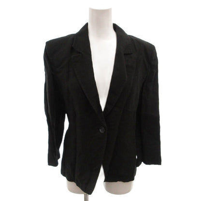 Max Mara Set Suit Jacket Pants Linen Single Easy 36 Black — view 2
