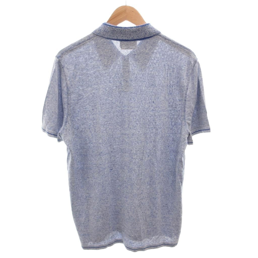 Hermes Polo Shirt Top Linen Silk Blend Short Sleeve L Blue — view 2