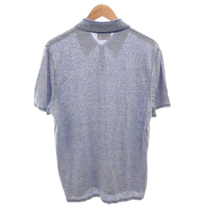 Hermes Polo Shirt Top Linen Silk Blend Short Sleeve L Blue — view 2
