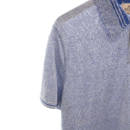Hermes Polo Shirt Top Linen Silk Blend Short Sleeve L Blue — view 4