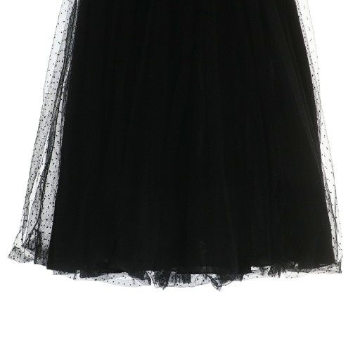 Dior Dot Pleated Plume Tulle Midi Skirt Long 38 S Black MW — view 6