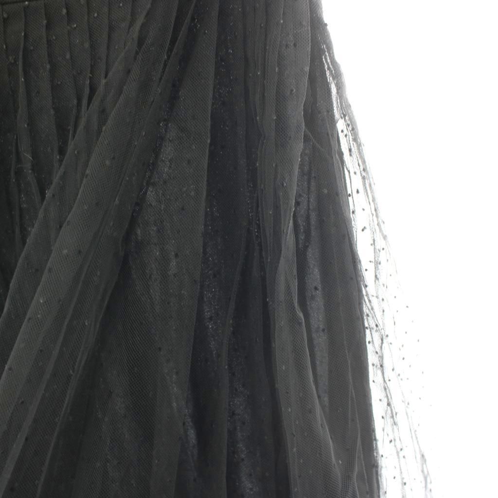 Dior Dot Pleated Plume Tulle Midi Skirt Long 38 S Black MW — view 7