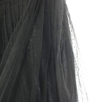 Dior Dot Pleated Plume Tulle Midi Skirt Long 38 S Black MW — view 7