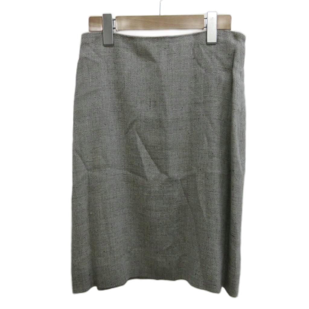 Celine Suit Jacket & Skirt Set Hemp Linen 42 Gray Long Sleeve Terre Color Woven — view 6