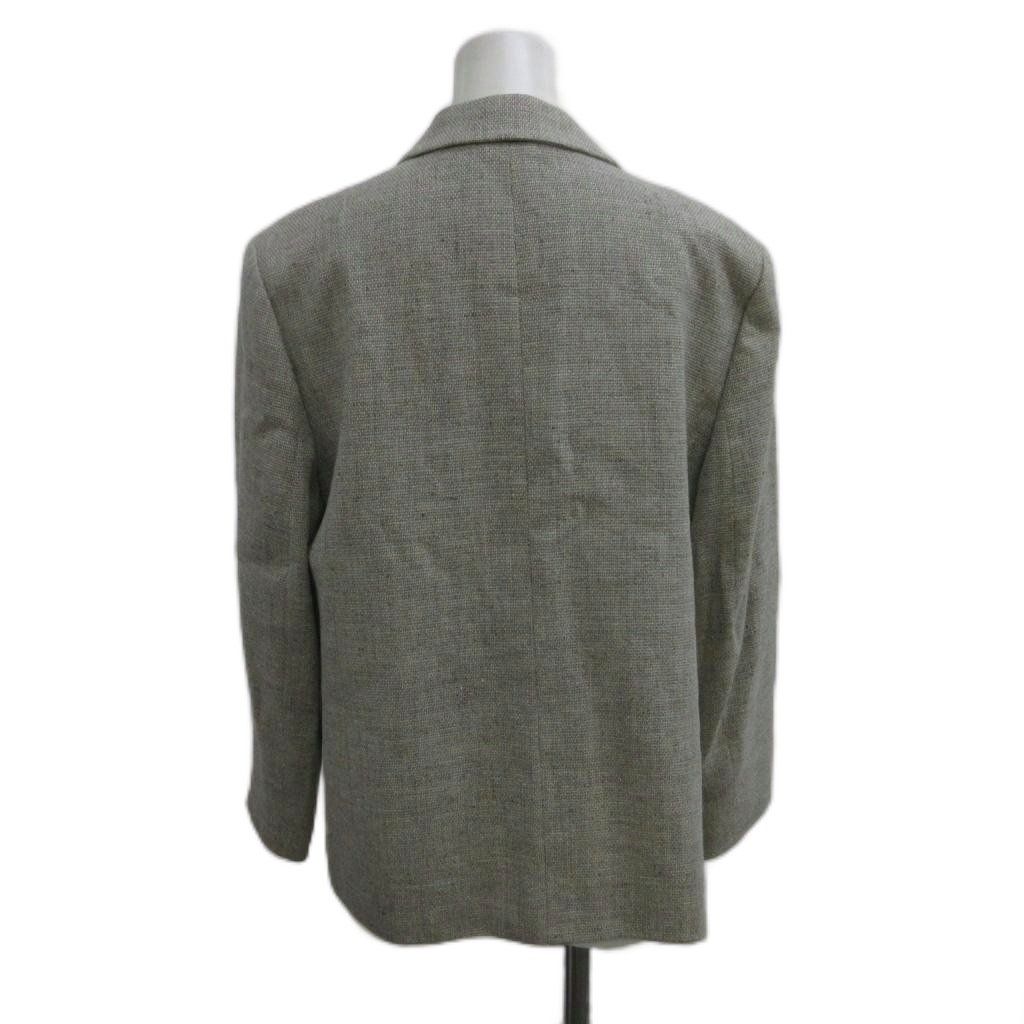 Celine Suit Jacket & Skirt Set Hemp Linen 42 Gray Long Sleeve Terre Color Woven — view 3