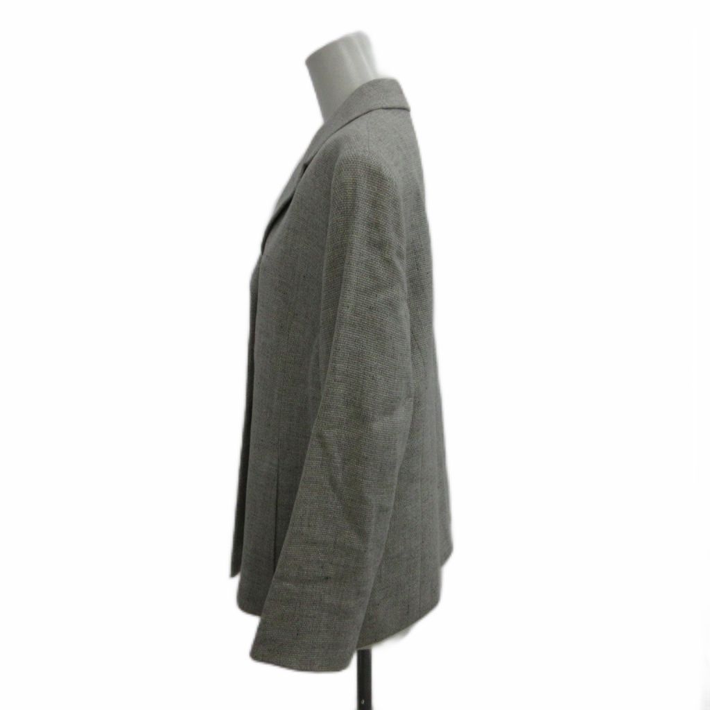 Celine Suit Jacket & Skirt Set Hemp Linen 42 Gray Long Sleeve Terre Color Woven — view 4
