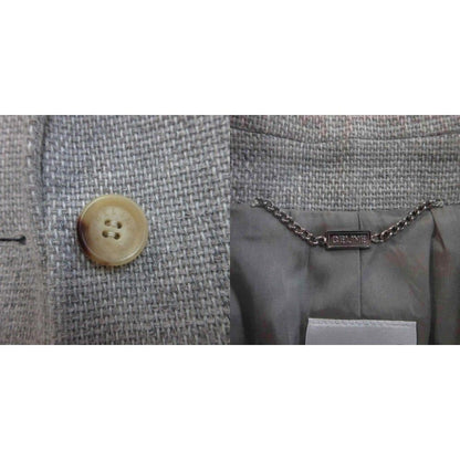Celine Suit Jacket & Skirt Set Hemp Linen 42 Gray Long Sleeve Terre Color Woven — view 9
