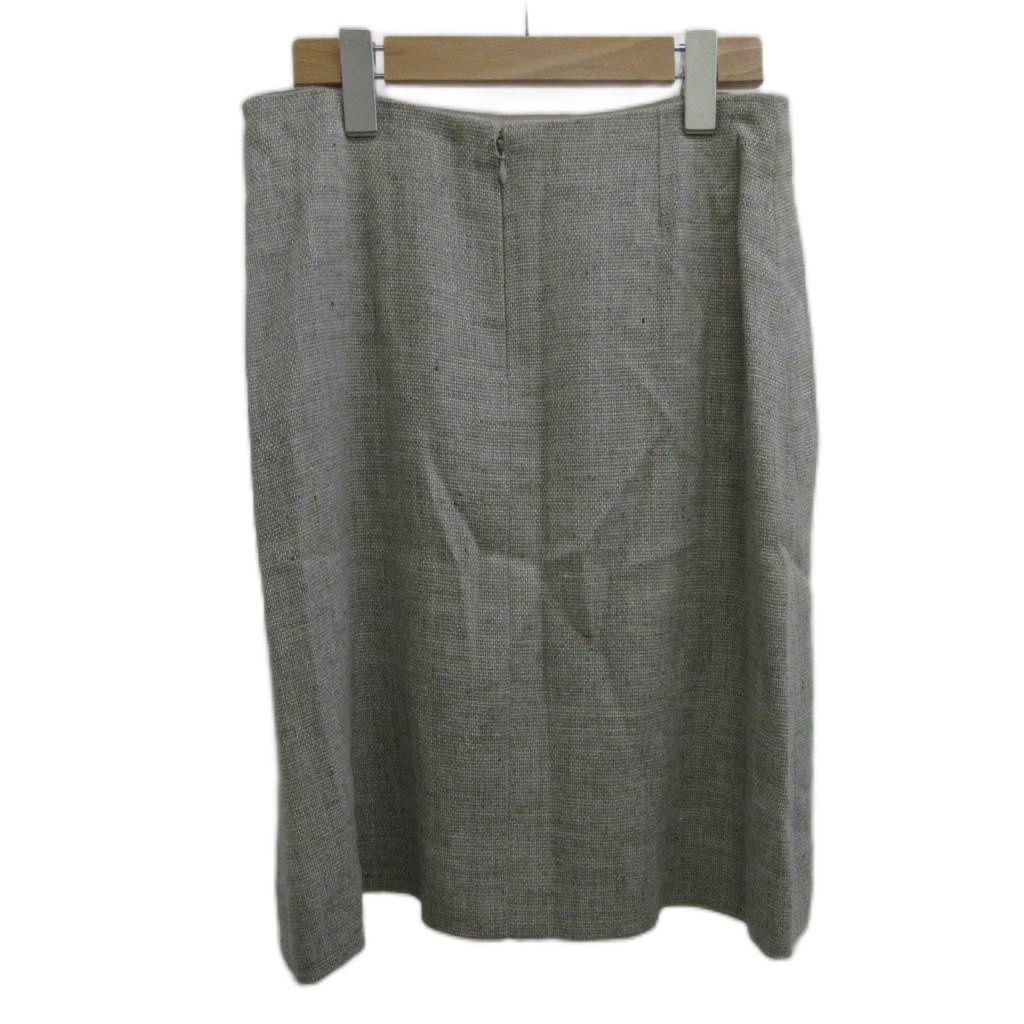 Celine Suit Jacket & Skirt Set Hemp Linen 42 Gray Long Sleeve Terre Color Woven — view 7
