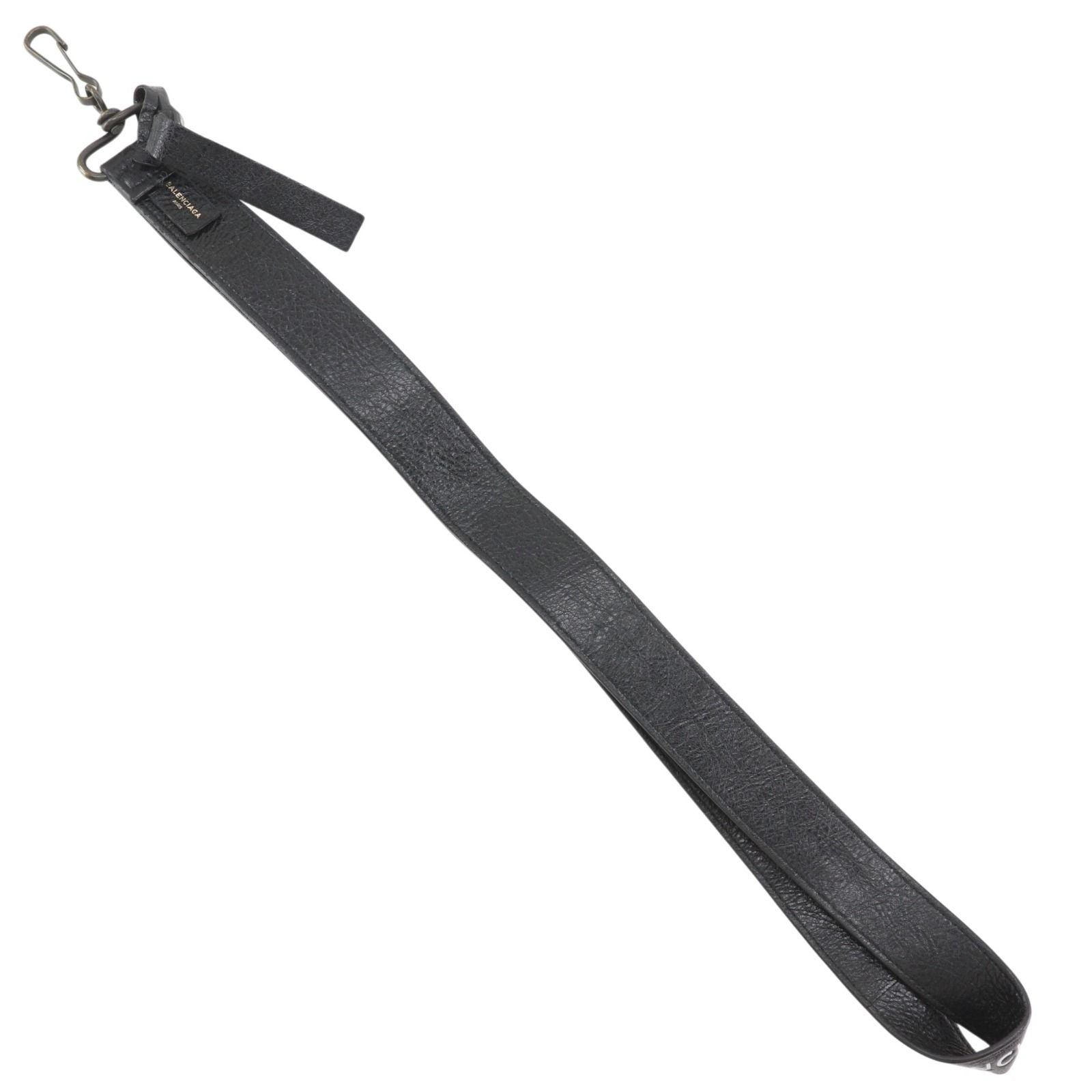 Balenciaga Neck Strap Logo Leather Black Key Holder — view 2