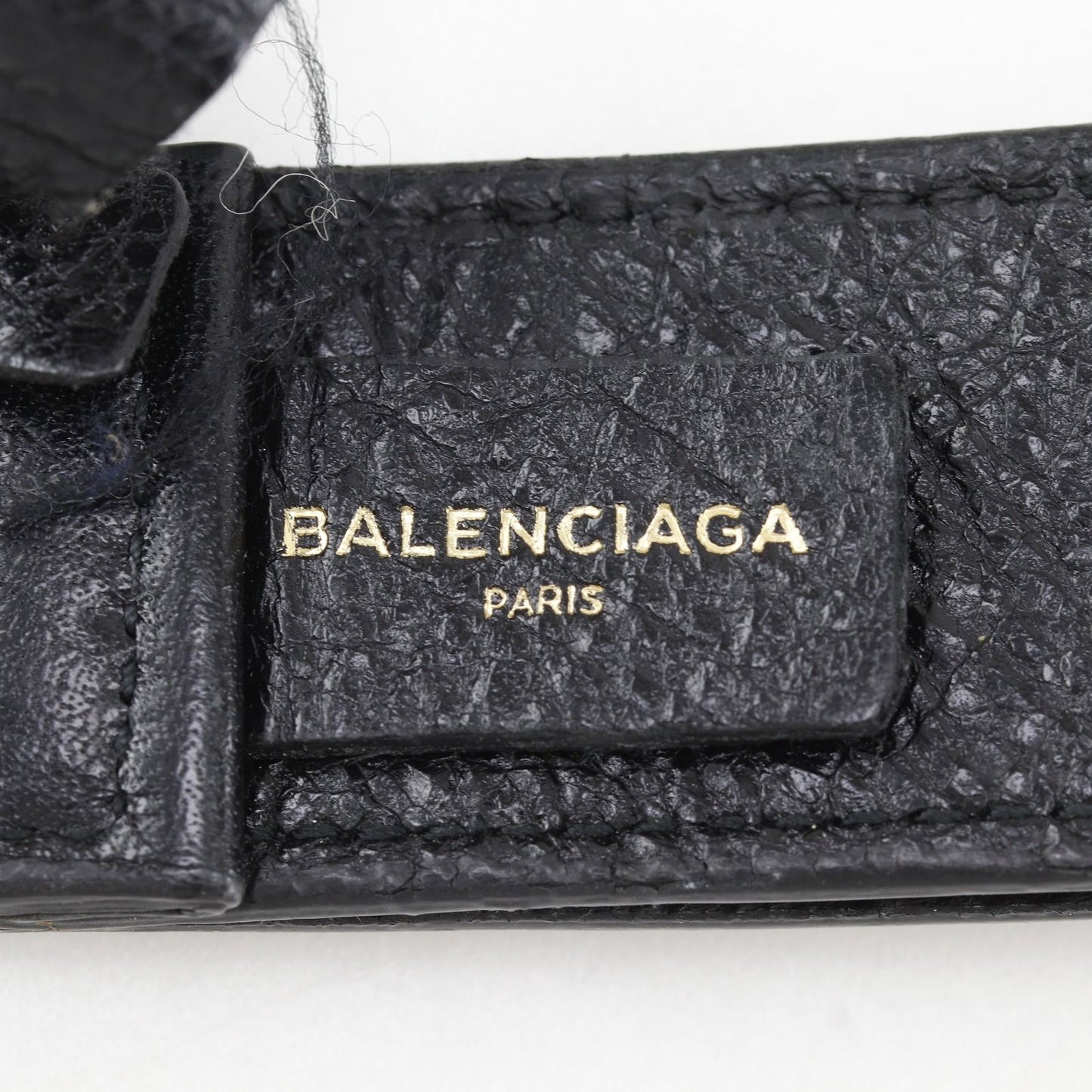 Balenciaga Neck Strap Logo Leather Black Key Holder — view 3