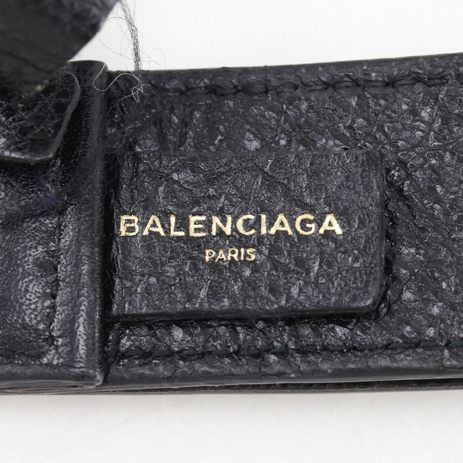 Balenciaga Neck Strap Logo Leather Black Key Holder — view 3