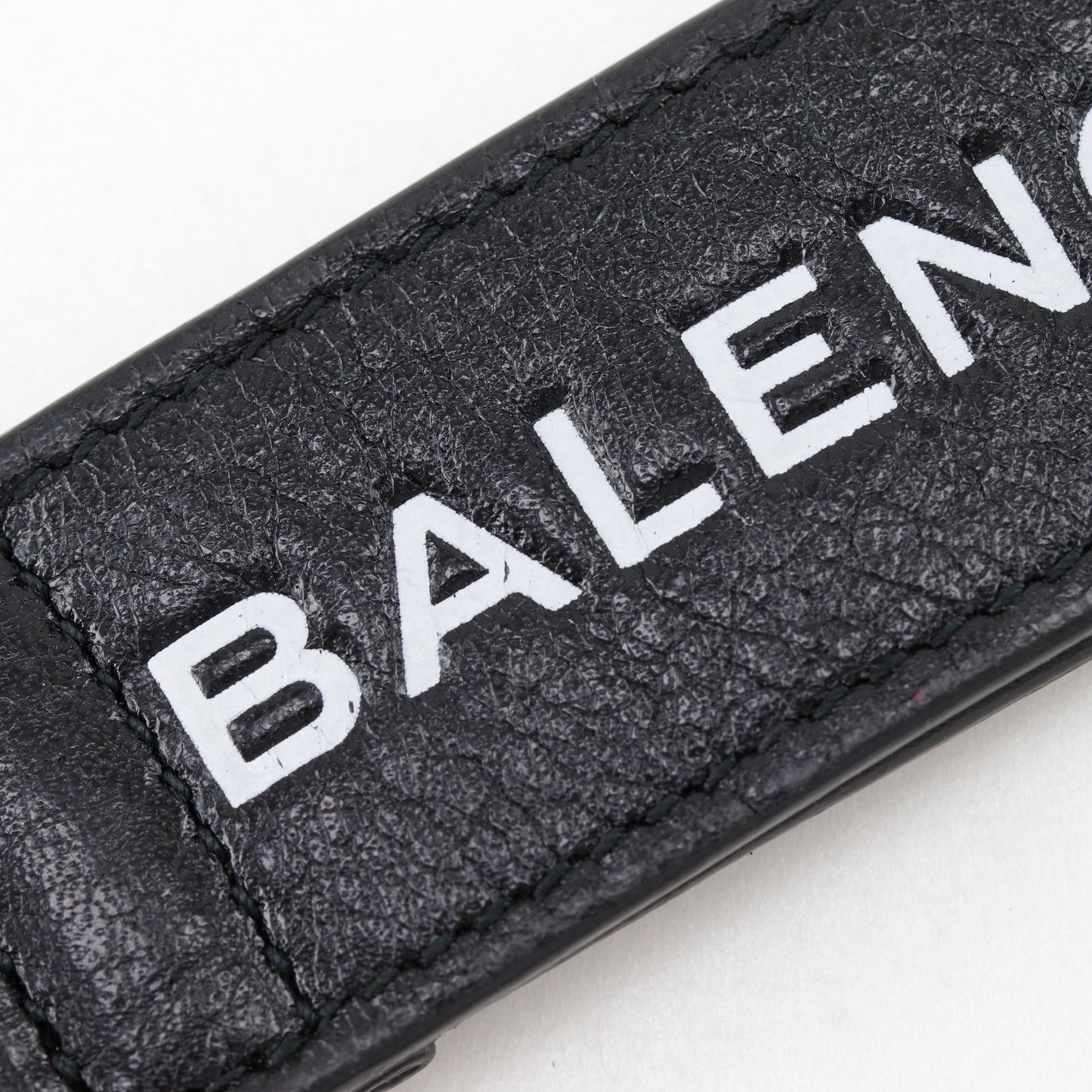 Balenciaga Neck Strap Logo Leather Black Key Holder — view 8