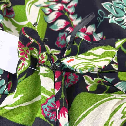 Prada Skirt Flare Black Floral Midi Length KK — view 5
