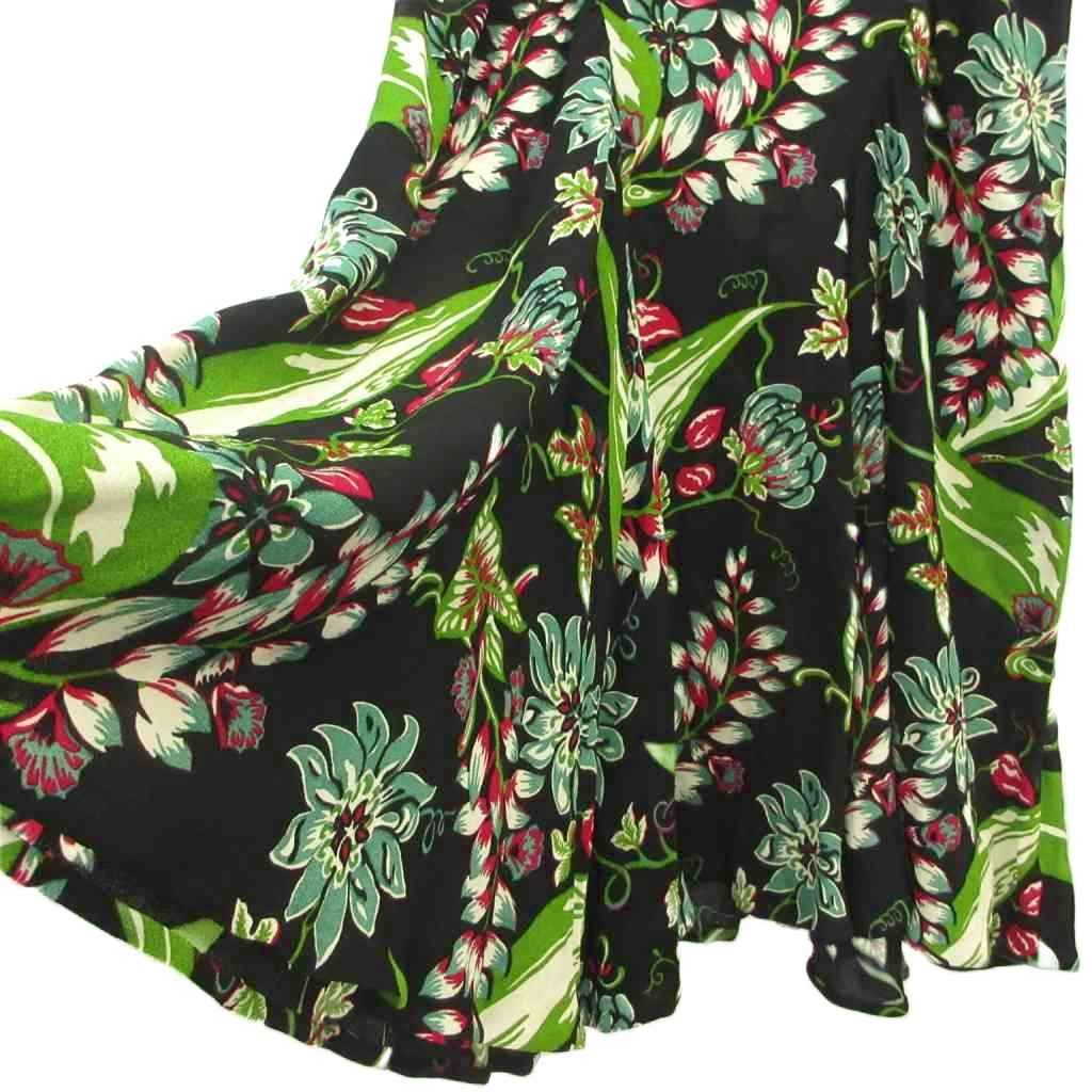 Prada Skirt Flare Black Floral Midi Length KK — view 3