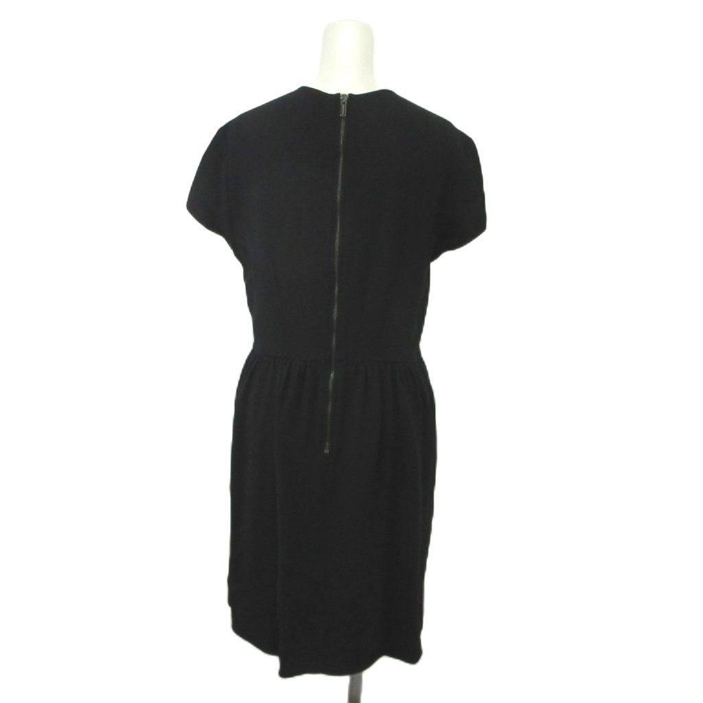 Miu Miu Miu Dress Silk 42 Black Round Neck Short Sleeve KK — view 3
