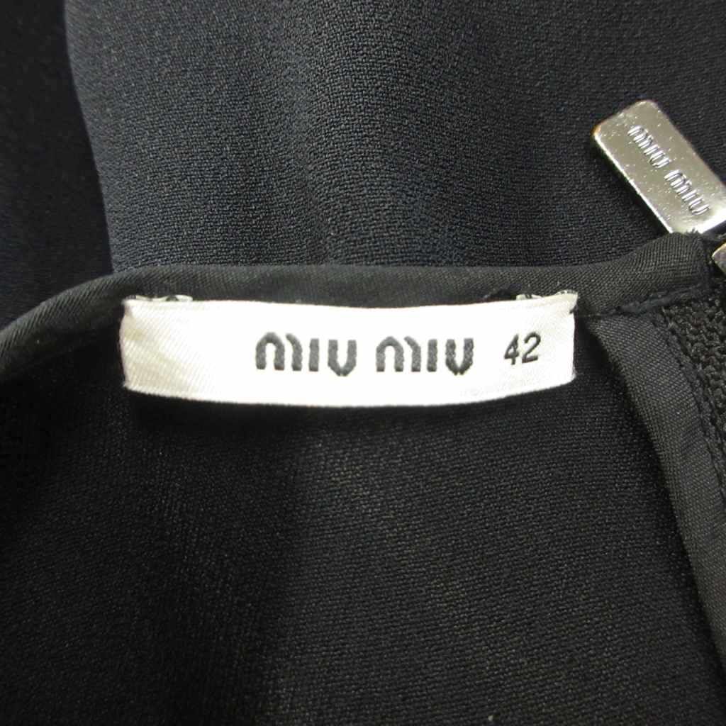 Miu Miu Miu Dress Silk 42 Black Round Neck Short Sleeve KK — view 4