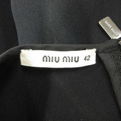 Miu Miu Miu Dress Silk 42 Black Round Neck Short Sleeve KK — view 4