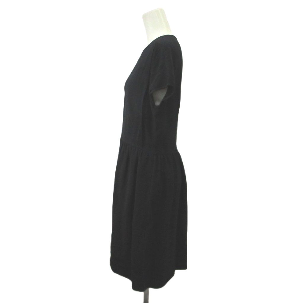 Miu Miu Miu Dress Silk 42 Black Round Neck Short Sleeve KK — view 2