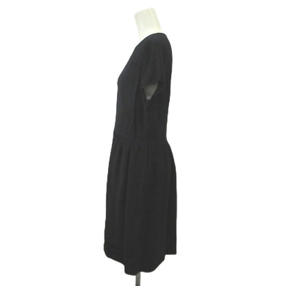 Miu Miu Miu Dress Silk 42 Black Round Neck Short Sleeve KK — view 2