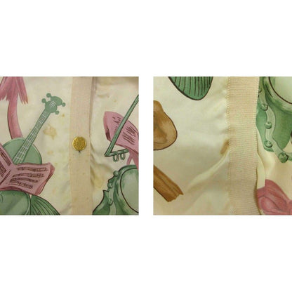 Hermes Cashmere Blend Cardigan Shirt Silk 38 Beige Musical Instrument Pattern — view 8