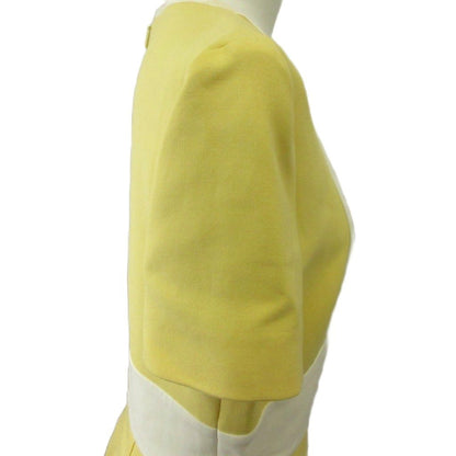 Fendi Dress Silk 40 Yellow Short Sleeve Color Block Round Neck KK — view 5