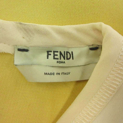 Fendi Dress Silk 40 Yellow Short Sleeve Color Block Round Neck KK — view 6