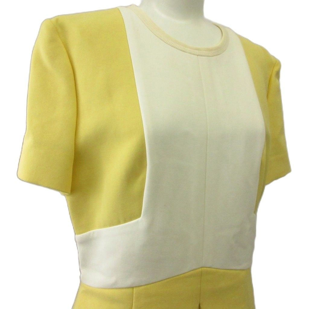 Fendi Dress Silk 40 Yellow Short Sleeve Color Block Round Neck KK — view 4