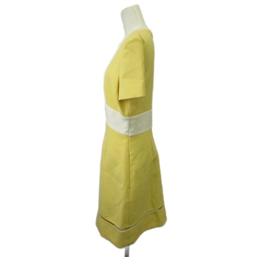 Fendi Dress Silk 40 Yellow Short Sleeve Color Block Round Neck KK — view 2