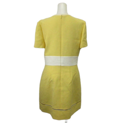 Fendi Dress Silk 40 Yellow Short Sleeve Color Block Round Neck KK — view 3