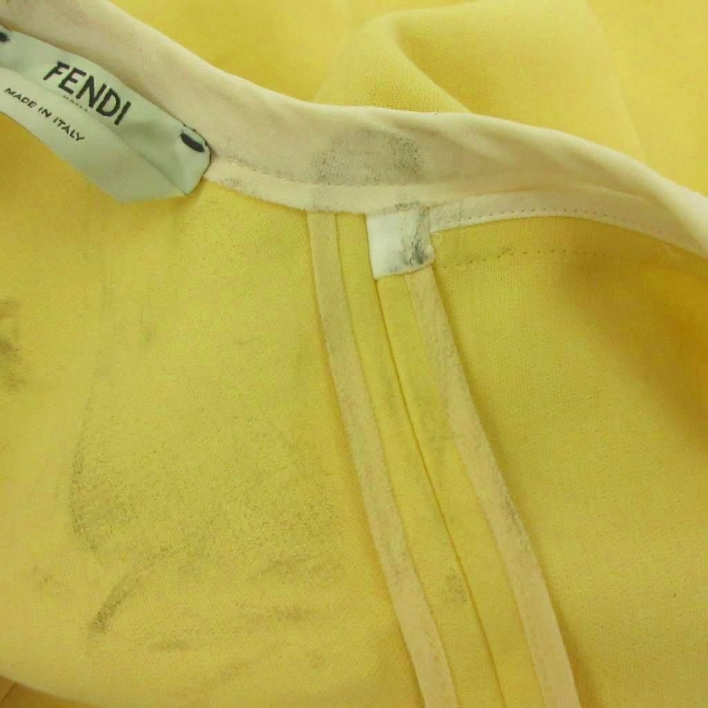 Fendi Dress Silk 40 Yellow Short Sleeve Color Block Round Neck KK — view 8