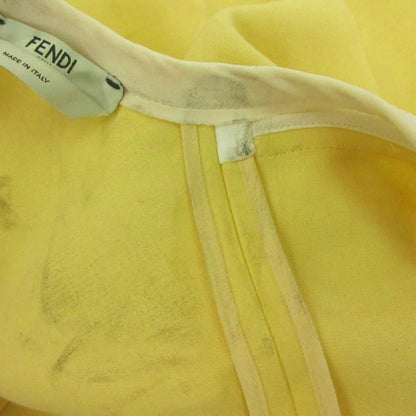 Fendi Dress Silk 40 Yellow Short Sleeve Color Block Round Neck KK — view 8