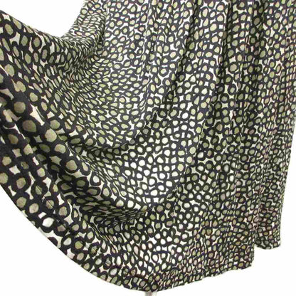 Max Mara Dress Silk 42 Black Geometric Pattern Long Sleeve Pleated Placket KK — view 6