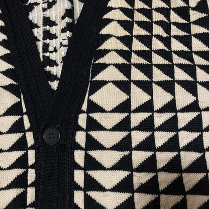 Versace Giovanni Vintage Geometric Pattern Knit Cardigan 50 Black White — view 8