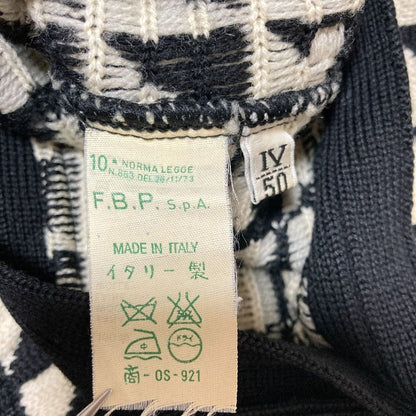 Versace Giovanni Vintage Geometric Pattern Knit Cardigan 50 Black White — view 5