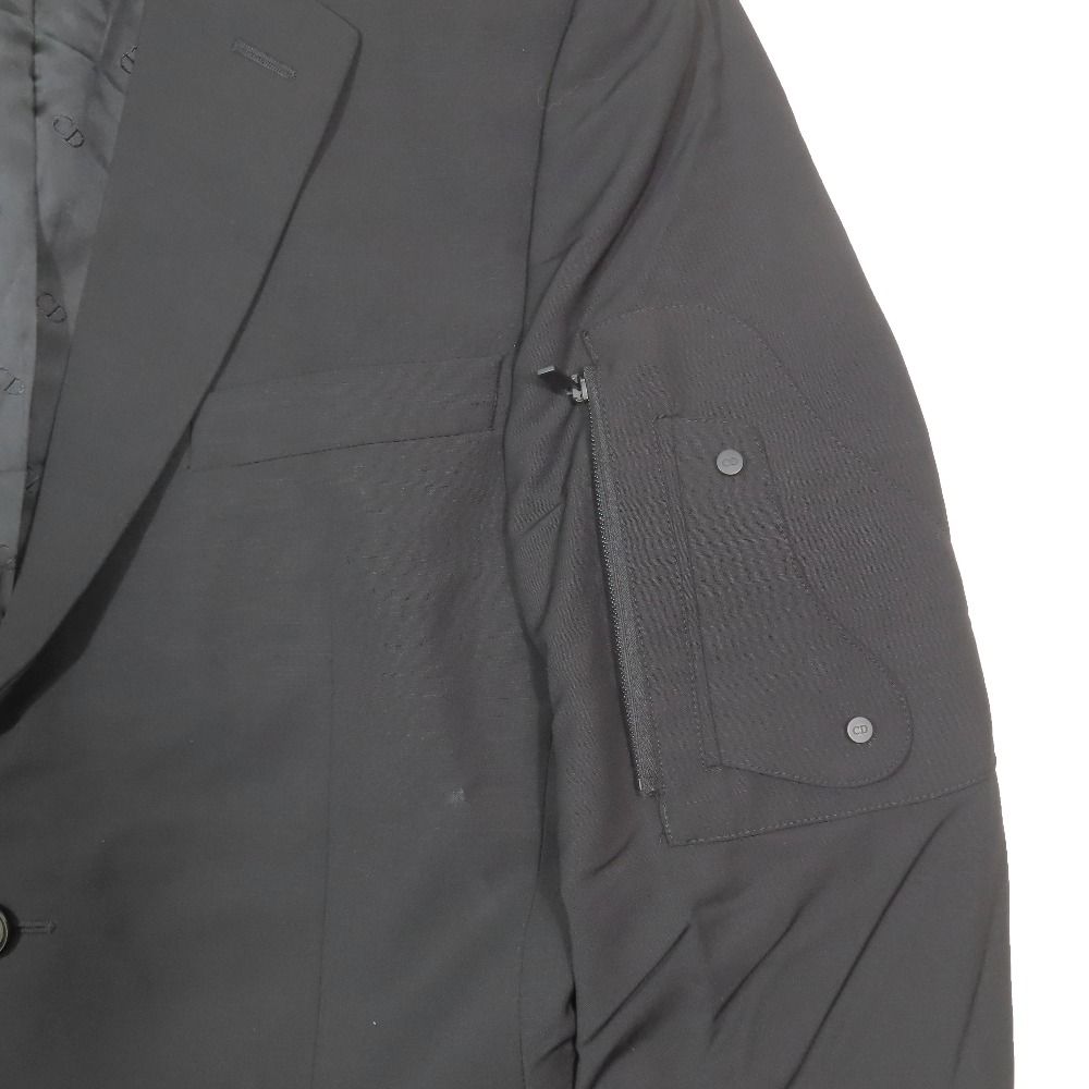 Dior Wool Mohair Saddle Pocket Tailored Jacket Blazer Single Suit CD Logo — view 4
