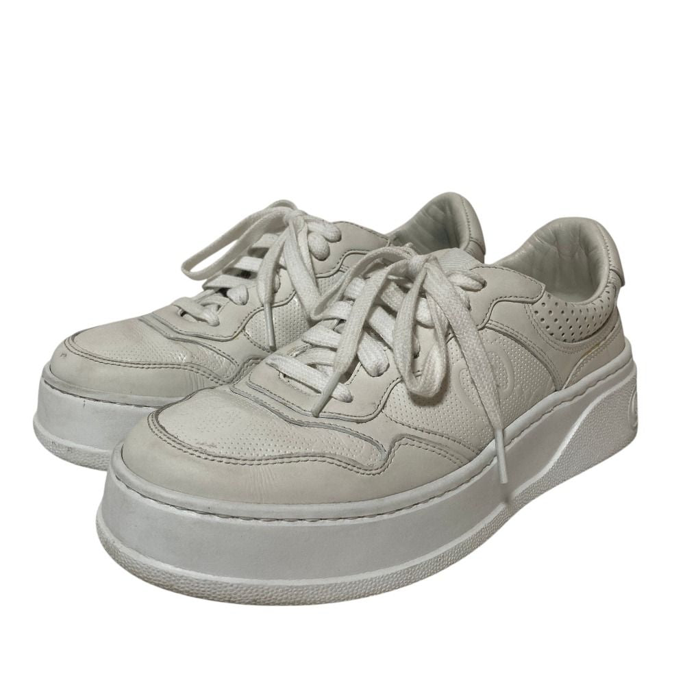 Gucci GG Embossed Leather Sneakers 37 White