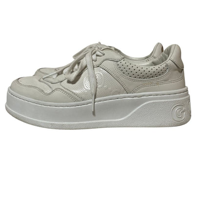 Gucci GG Embossed Leather Sneakers 37 White — view 2
