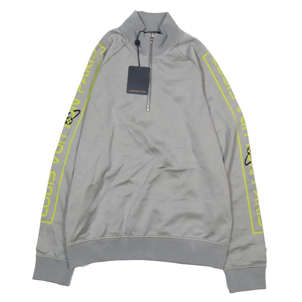 Louis Vuitton Half Zip Sweatshirt Shirt Arm Logo Pullover Jacket Large Gray