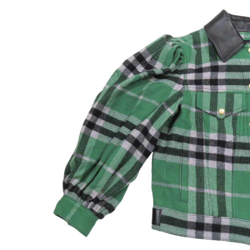 Louis Vuitton Check Jacket Coverall Outer Short Length Volume Sleeve 32 Green — view 4