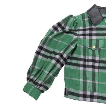 Louis Vuitton Check Jacket Coverall Outer Short Length Volume Sleeve 32 Green — view 4
