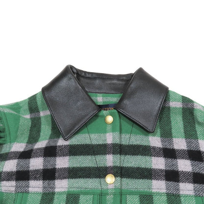 Louis Vuitton Check Jacket Coverall Outer Short Length Volume Sleeve 32 Green — view 3